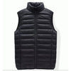 Black men's lightweight full-zip sleeveless vest with a high collar
