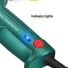 Nærbilde av automatisk lasersveisepistol med indikatorlys og strømbryter