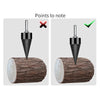 Comparación de broca de madera para taladro pesado correcta e incorrecta, mostrando astillado.