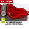 Close-up of a red and gray children's sport sandal showing the soft mesh lining interior.