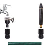 Adjustable high-pressure garden hose nozzle with foam dispenser and green silicone tip