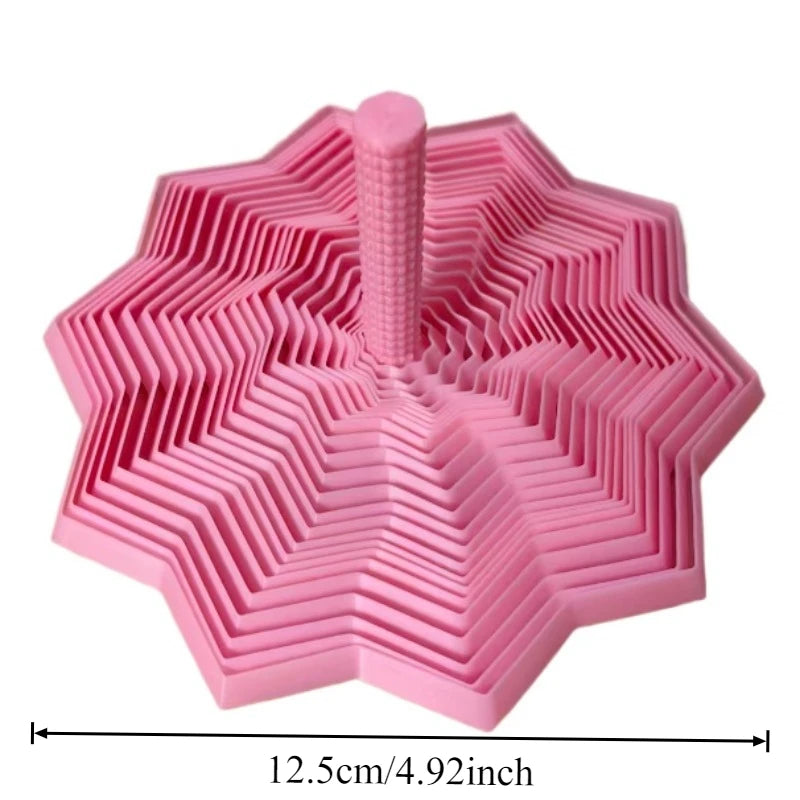 Rosa 3D-printet sensorisk fidget-stjernespinner med håndtak for enkelt grep