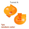 An orange funnel piece for Tunnel A marble run building blocks set.