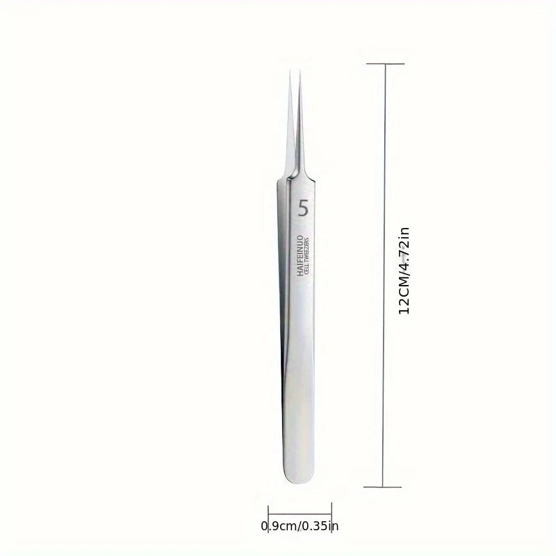 Stainless steel blackhead remover tweezers with a pointed tip shown against a white background.