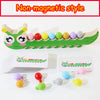 A plastic caterpillar puzzle featuring colorful, round, and oval pieces for children's learning.