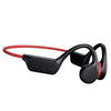 Black bone conduction sports headphones with red accents shown from the side.