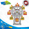 A metal engineering vehicle building kit featuring a complex gear mechanism and various components for model construction.