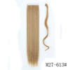 Long straight blonde hair extension shown as a bundle and a loose strand