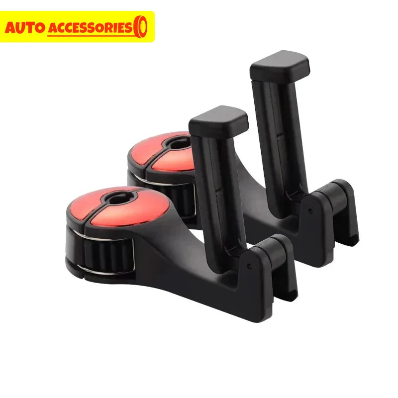 Gancho para reposacabezas de coche y soporte para teléfono con acento rojo, accesorio automotriz.