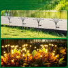 Solar Firefly garden lights in daytime and evening settings