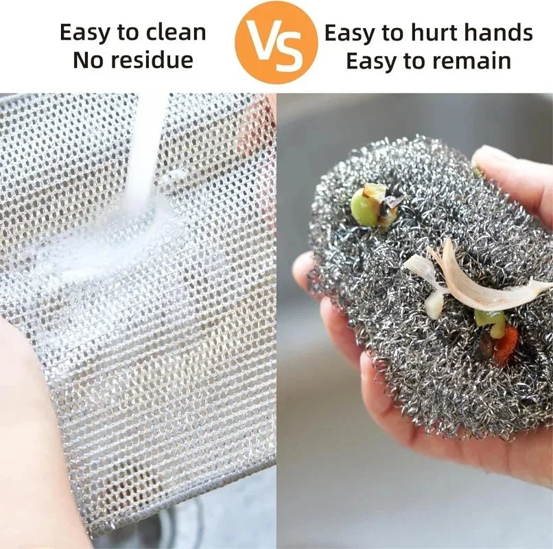Comparison showing a microfiber cloth easily cleaning without residue versus one that is easy to hurt hands and remains