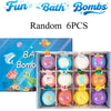 A box of random bath bombs showing various colorful fizzing products for a fun ocean adventure.