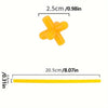 A yellow, star-shaped building block with dimensions of 2.5cm or 0.98in.