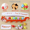 A magnetic caterpillar puzzle for kids featuring various colored and shaped pieces for learning.