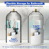 A clear glass rotating toothbrush holder with a dome cover and a 360-degree rotating base.