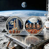 A commemorative space coin featuring the United States of America and Artemis mission details set against a backdrop of Earth