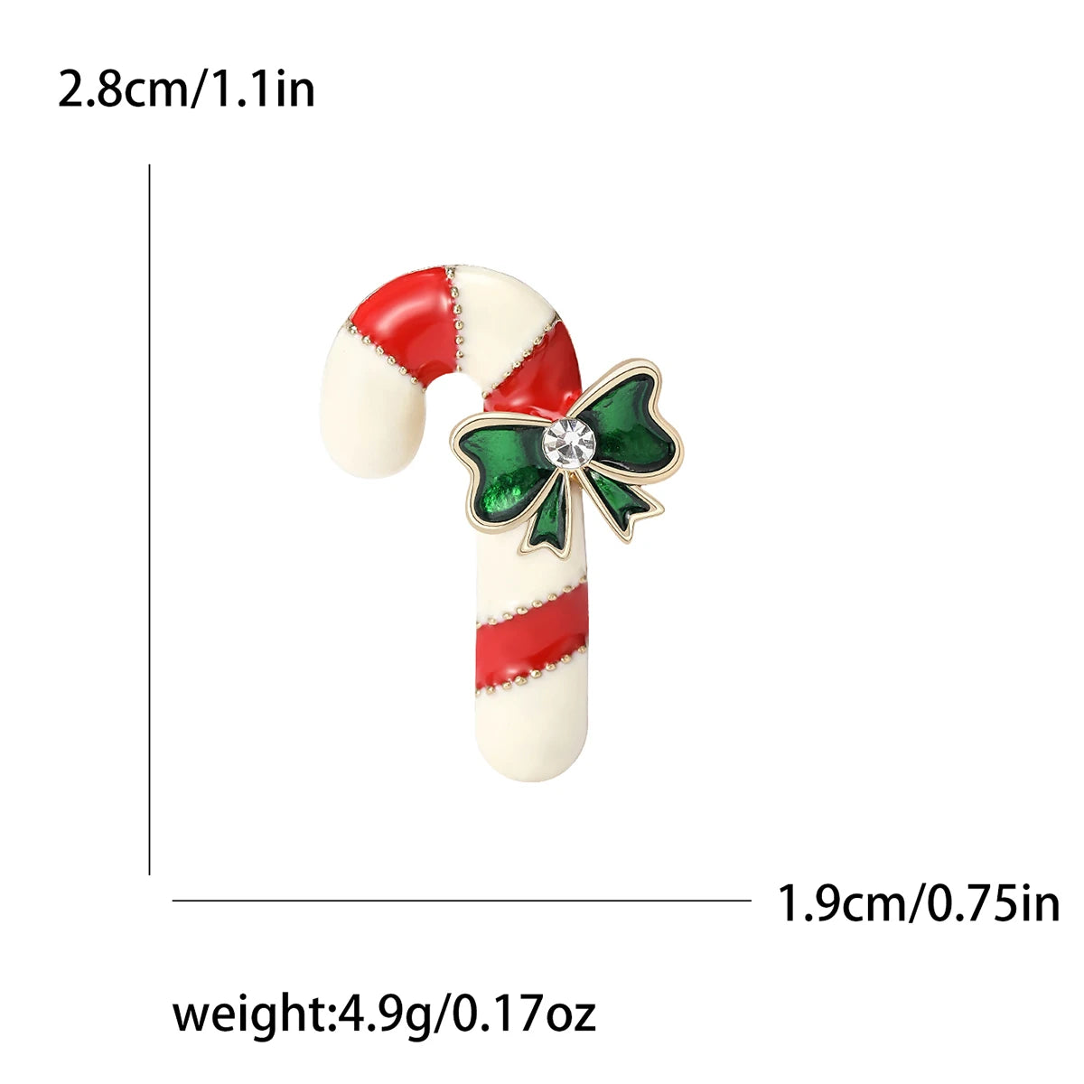 Brote festivo de Pascua en forma de bastón de caramelo con rayas rojas y blancas y un lazo verde de pedrería.