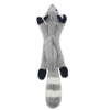 Jouet chien dinosaure en peluche grise avec accents blancs, pour jeu interactif et mastication.