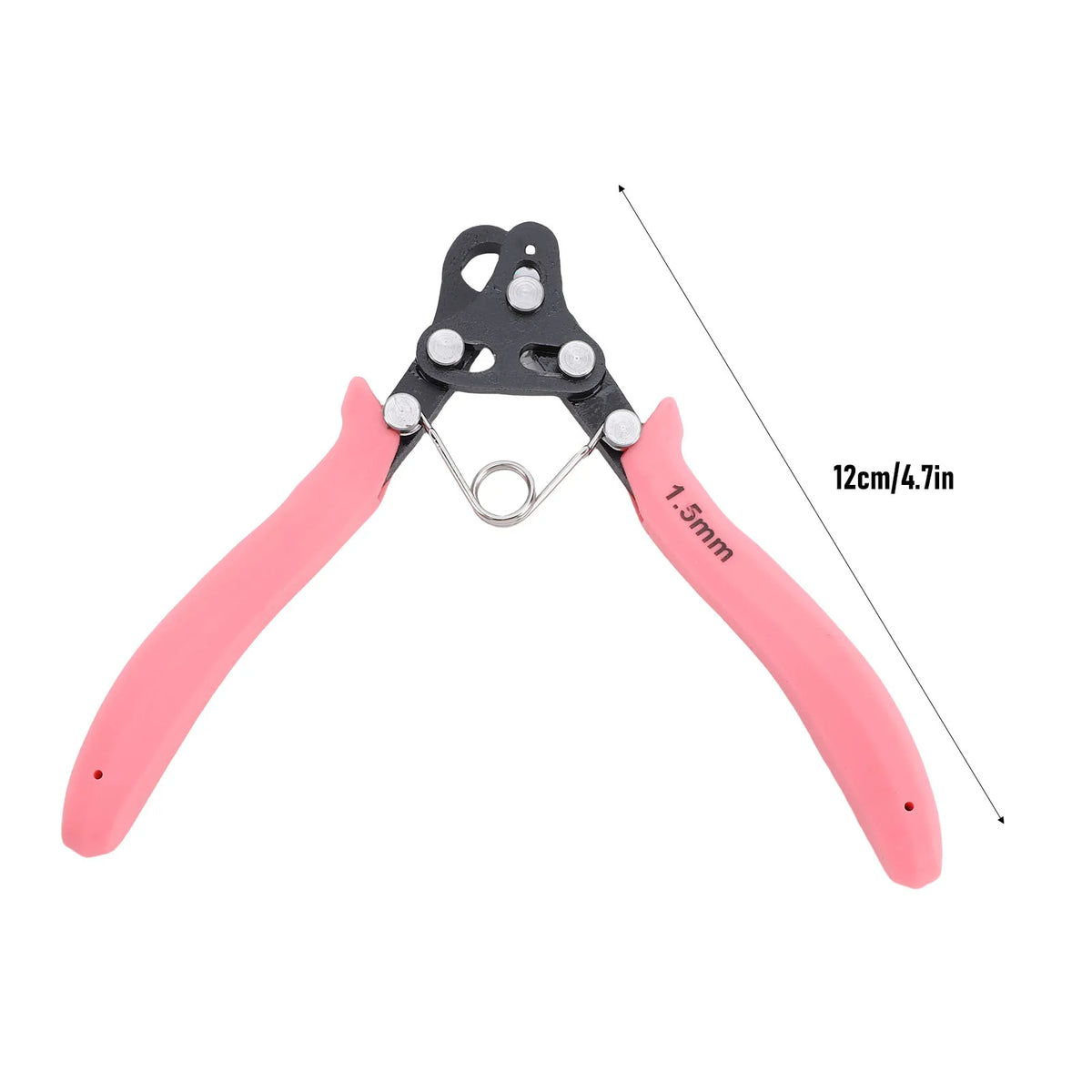 Pink one-step wire looping pliers with a 1.5mm jaw and 12cm length for jewelry making