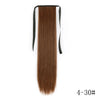Long brown hair extension with a black tie for a ponytail
