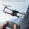 A hand holds an S-X1 MAX drone remote controlling a 4K GPS drone with a three-axis gimbal and screen display.