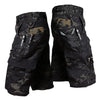 Short cargo tactique à séchage rapide pour homme, en tissu camouflage noir.