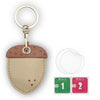 Funda llavera de cuero color canela claro con anillo dorado y diseño protector antichoques.