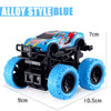 Blue alloy style pull-back stunt SUV toy car with large wheels