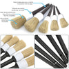 A set of premium detailing brushes with plastic handles and natural boar bristles for cleaning.