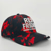 A black baseball cap featuring a red and black camouflage pattern with the words RED FRIDAY embroidered on the front.
