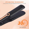 Plancha de pelo negra con detalles dorados, calentamiento rápido con tecnología PTC.