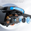 A black HD light and shadow main camera with a three axis mechanical self stabilizing gimbal mounted on a drone.