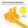 Yellow adjustable woodworking dowel drilling guide showing how to loosen screws and install the baffle slot