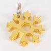 A gold-colored 18-in-1 compact multi-tool featuring various tools like a screwdriver and bottle opener.