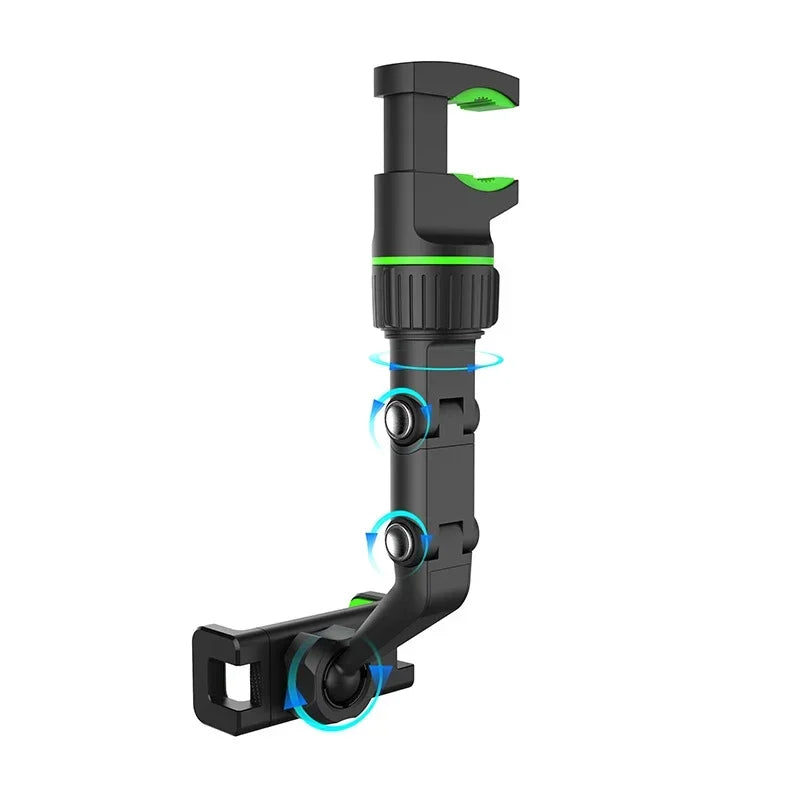 Black 360° rotatable multi-position phone mount for car, desk, and home