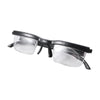 A pair of black-framed reading glasses with clear lenses.