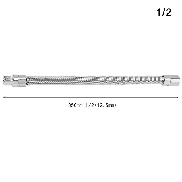 Chrome steel socket extension bar with a 1/2 drive size, measuring 350mm long.
