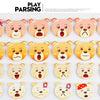 A collection of wooden bear puzzles for children showing various facial expressions and designs.