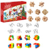 Låda med DIY-julkalender i tågform med 24 dagars överraskningar av byggklossar i trä