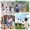A family plays with an LED flying orb hand-controlled ball toy outdoors and indoors.