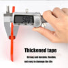 A hand holds a silver tile gap filling and cleaning scraper set with a digital measurement display.