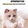 A fluffy white kitten is interacting with a pink interactive cat rolling ball.