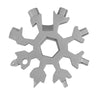 A silver 18-in-1 compact multi-tool featuring multiple tools like a screwdriver and bottle opener.