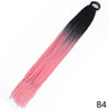 Black and pink gradient pre-braided ponytail extension with an elastic band