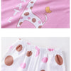 Pink and white giraffe print t-shirt and shorts set with brown polka dots
