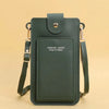A dark green soft leather crossbody handbag with a flap closure and gold hardware.
