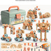 A DIY assembly kit for kids featuring 147 pieces including wooden tools and components for learning and building.