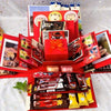 A red gift box kit containing various surprise items and personalized elements for celebrations.