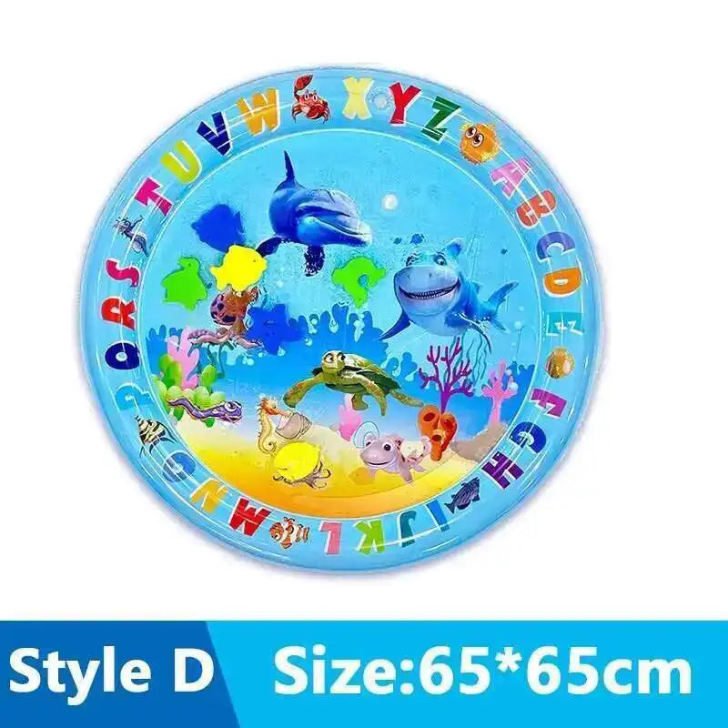 Alfombrilla interactiva de agua para gatos con diseño de peces y letras coloridas