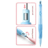 A light blue mechanical pencil set with pink accents and a clear view of the barrel and lead refills.